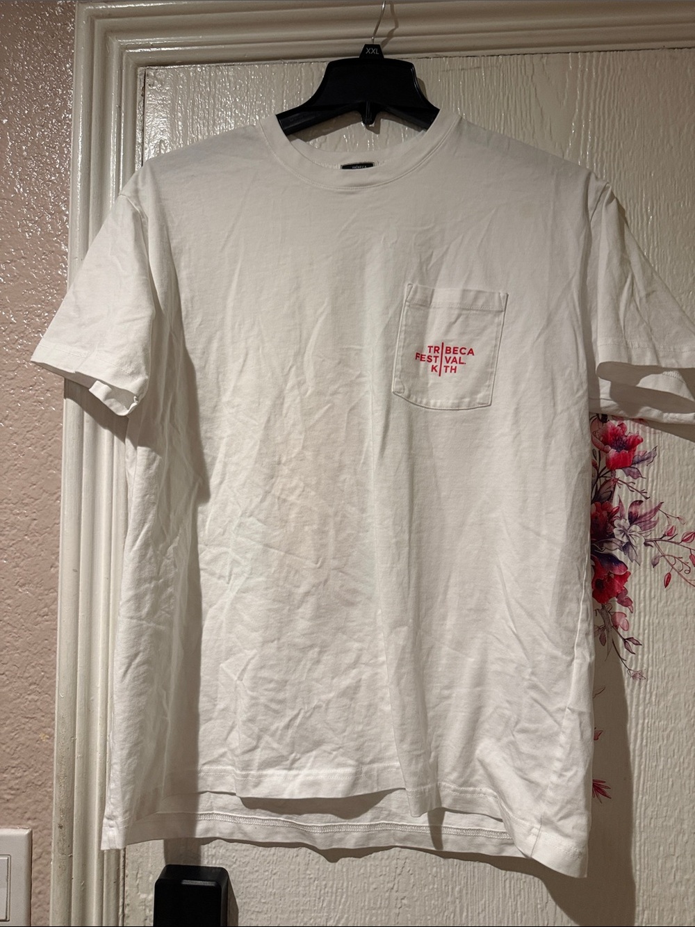 Kith White Short Sleeve Pocket Tee with Red Chest Print